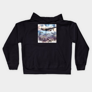 Fantasy illustration of WWII aircraft in battle Kids Hoodie